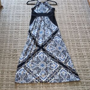 London Style Black and Blue Patterned Dress